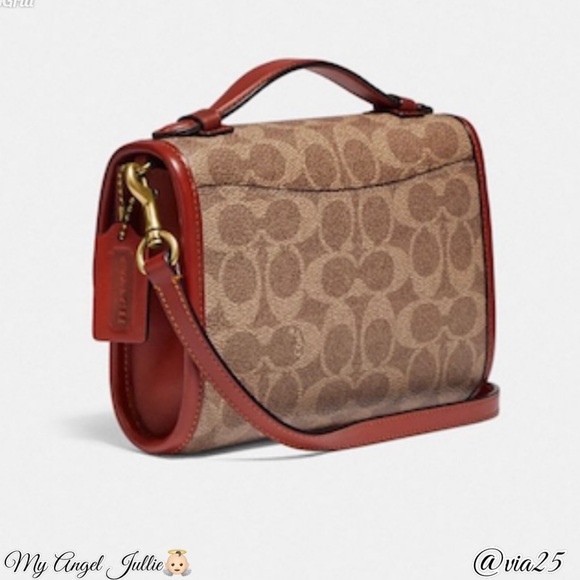 COACH KIP SIGNATURE CANVASS CROSSBODY Color: Tan Rust - Picture 3 of 8